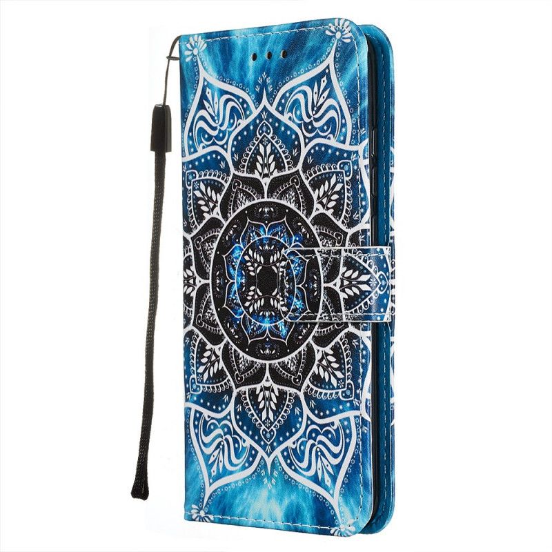 Leren Hoesje voor Xiaomi Redmi Note 8 Zwarte String Mandala