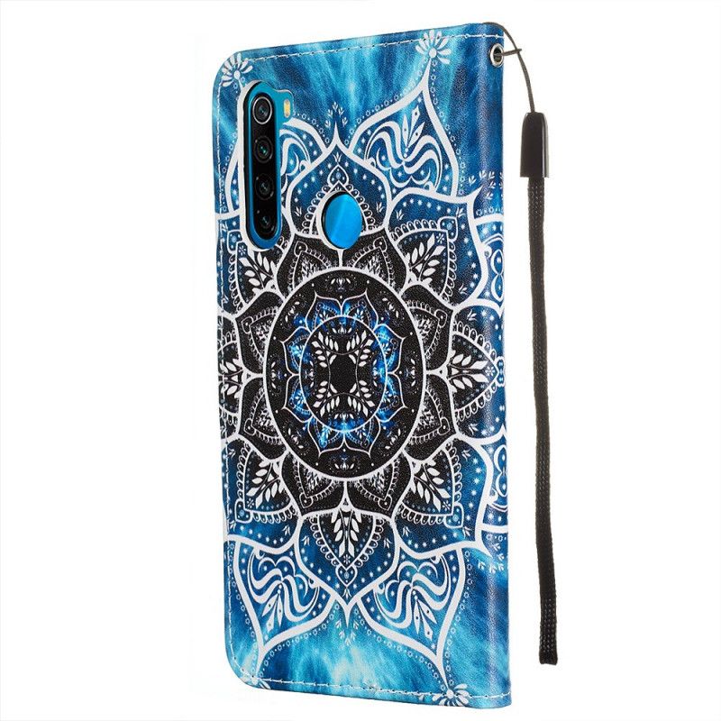 Leren Hoesje voor Xiaomi Redmi Note 8 Zwarte String Mandala