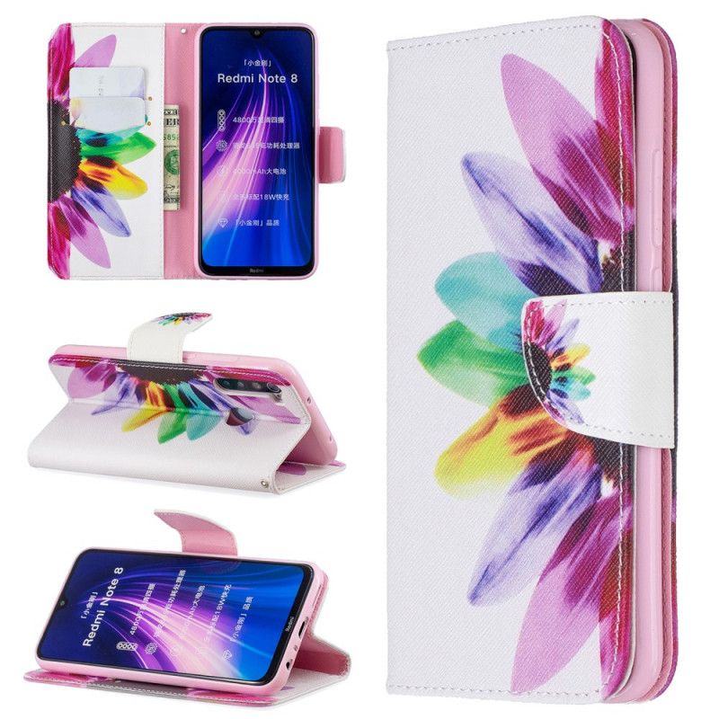 Leren Hoesje Xiaomi Redmi Note 8 Aquarelbloem