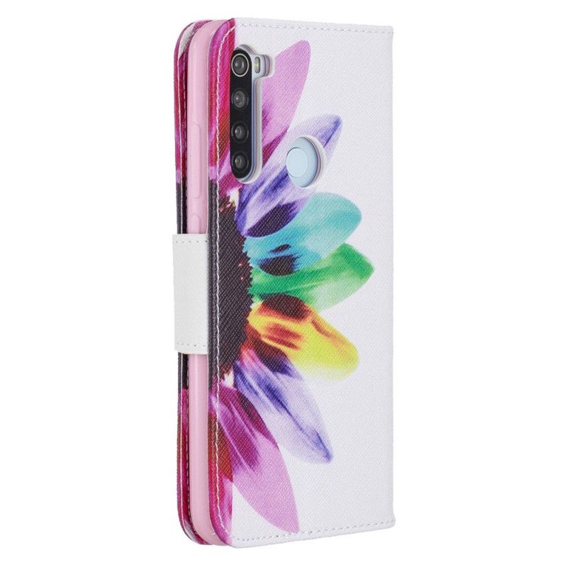 Leren Hoesje Xiaomi Redmi Note 8 Aquarelbloem