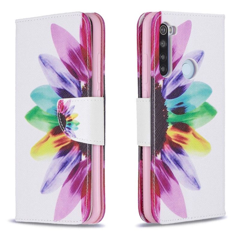 Leren Hoesje Xiaomi Redmi Note 8 Aquarelbloem