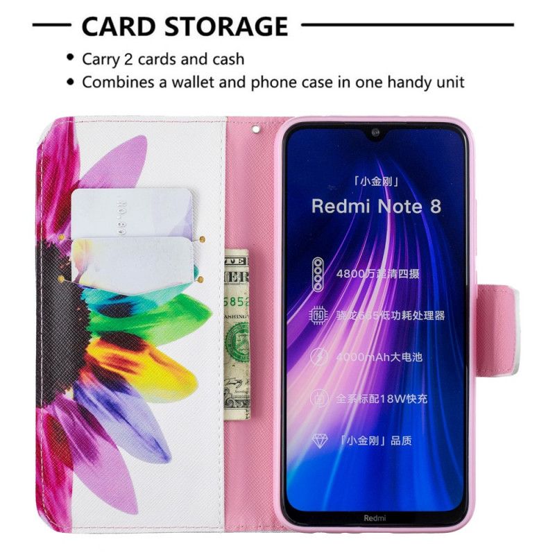 Leren Hoesje Xiaomi Redmi Note 8 Aquarelbloem