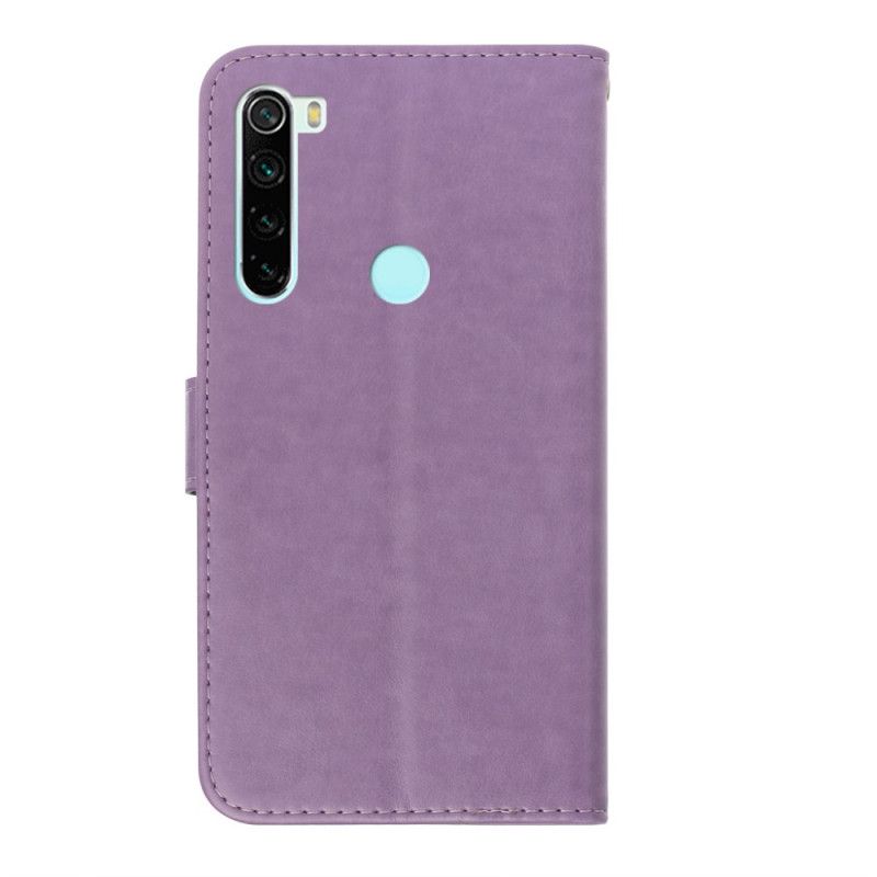 Leren Hoesje Xiaomi Redmi Note 8 Goud Rood Vlinderhanger