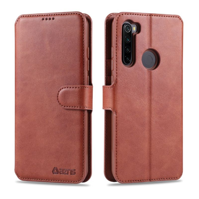 Leren Hoesje Xiaomi Redmi Note 8 Grijs Zwart Leereffect Azns