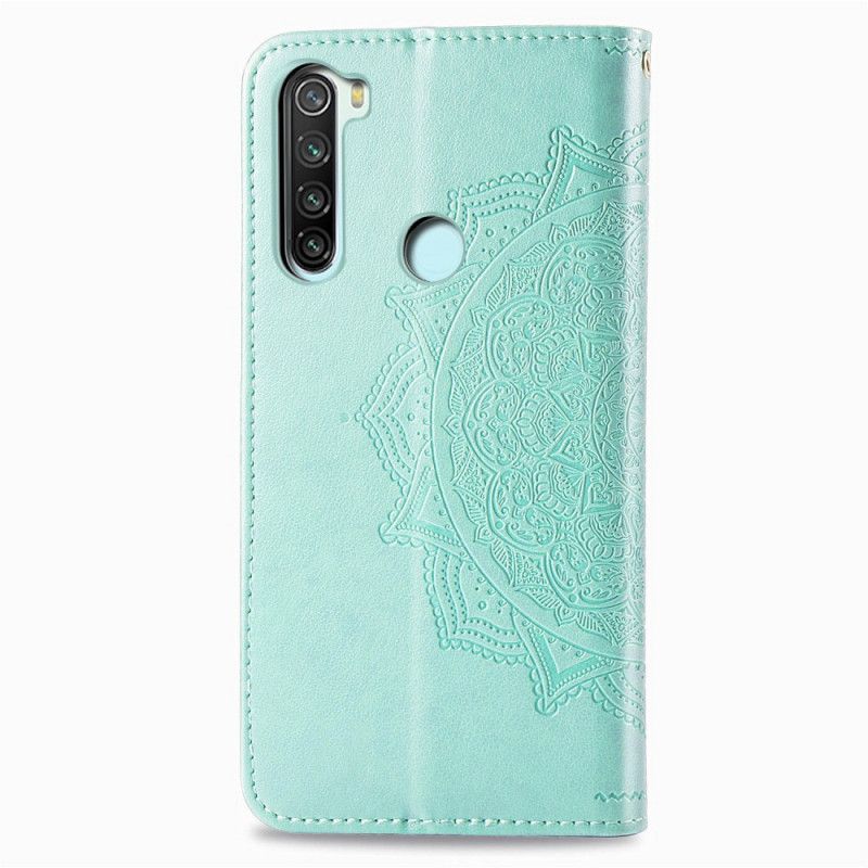 Leren Hoesje Xiaomi Redmi Note 8 Grijs Zwart Telefoonhoesje Mandala Van Middelbare Leeftijd