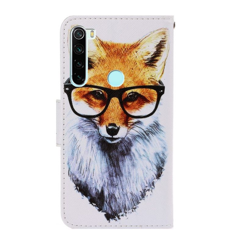 Leren Hoesje Xiaomi Redmi Note 8 Nerd String Vos