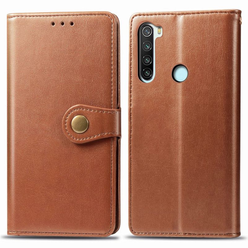 Leren Hoesje Xiaomi Redmi Note 8 Rood Zwart Kunstleer En Vintage Sluiting