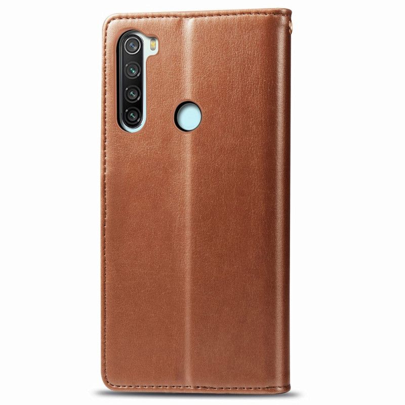 Leren Hoesje Xiaomi Redmi Note 8 Rood Zwart Kunstleer En Vintage Sluiting