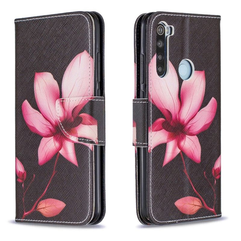 Leren Hoesje Xiaomi Redmi Note 8 Roze Bloem