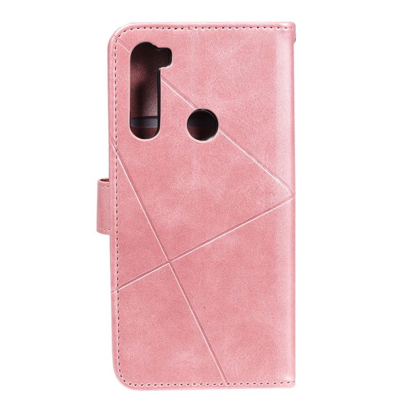 Leren Hoesje Xiaomi Redmi Note 8 Roze Rood Telefoonhoesje Diamant Imitatieleer