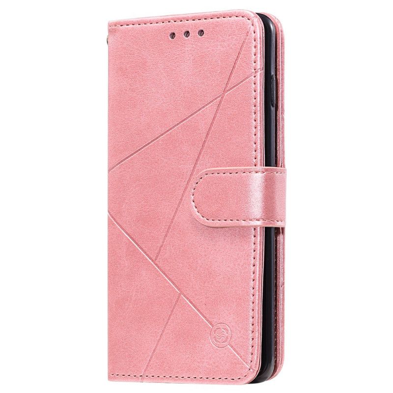 Leren Hoesje Xiaomi Redmi Note 8 Roze Rood Telefoonhoesje Diamant Imitatieleer