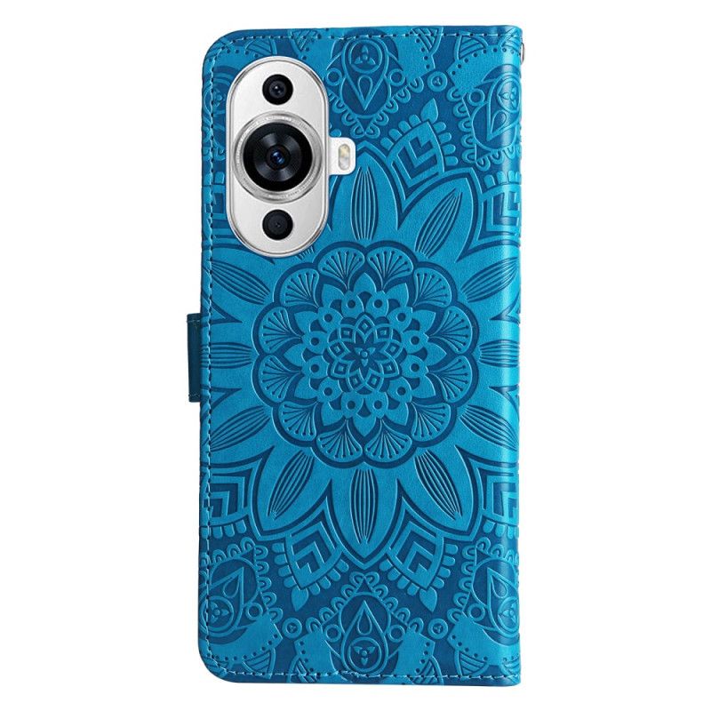 Leren Hoesje Huawei Nova 11 Pro Zonnebloem Met Riempje Bescherming Hoesje