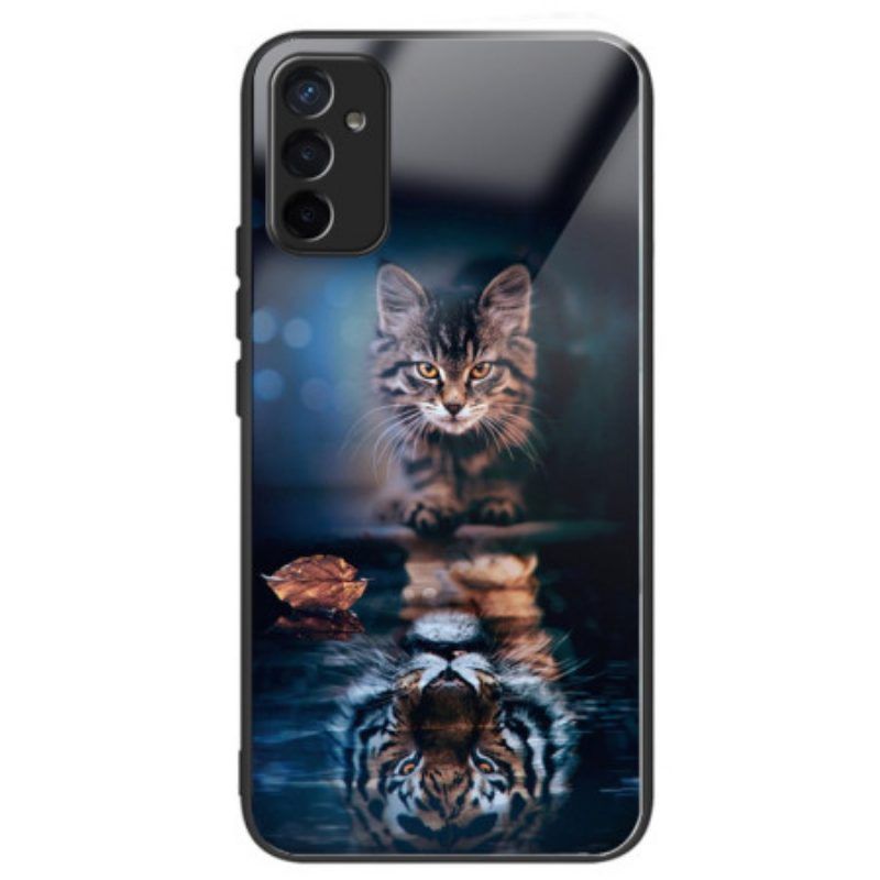 Telefoonhoesje voor Samsung Galaxy M13 Gehard Glas Kat