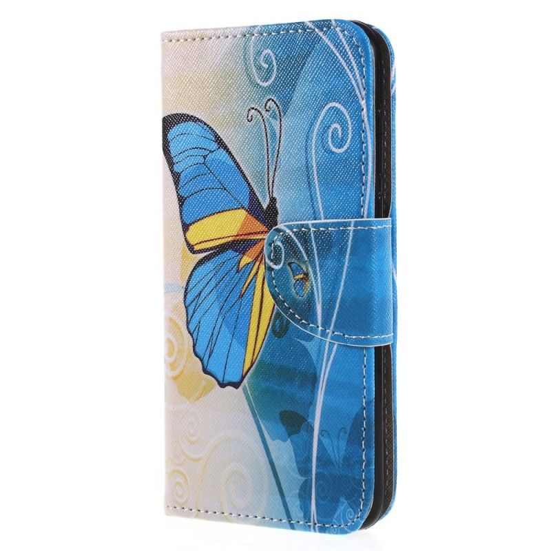 Cover Folio-hoesje Huawei P Smart Paars Lichtblauw Telefoonhoesje Vlinders