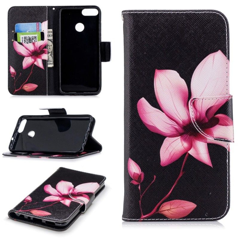 Cover Folio-hoesje Huawei P Smart Telefoonhoesje Roze Bloem