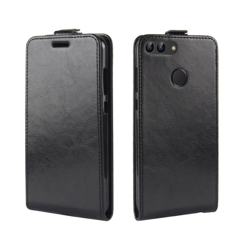 Flip Case Leren Huawei P Smart Wit Zwart Opvouwbaar