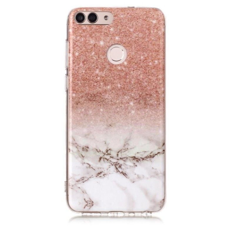 Hoesje Huawei P Smart Wit Zwart Marmeren Glitter