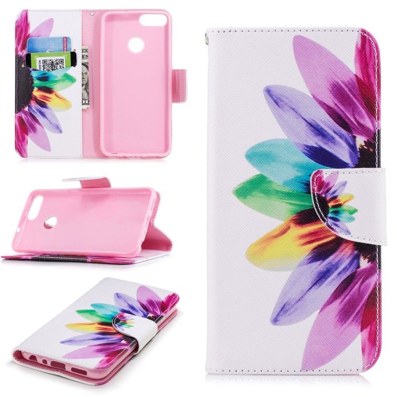 Leren Hoesje Huawei P Smart Aquarelbloem