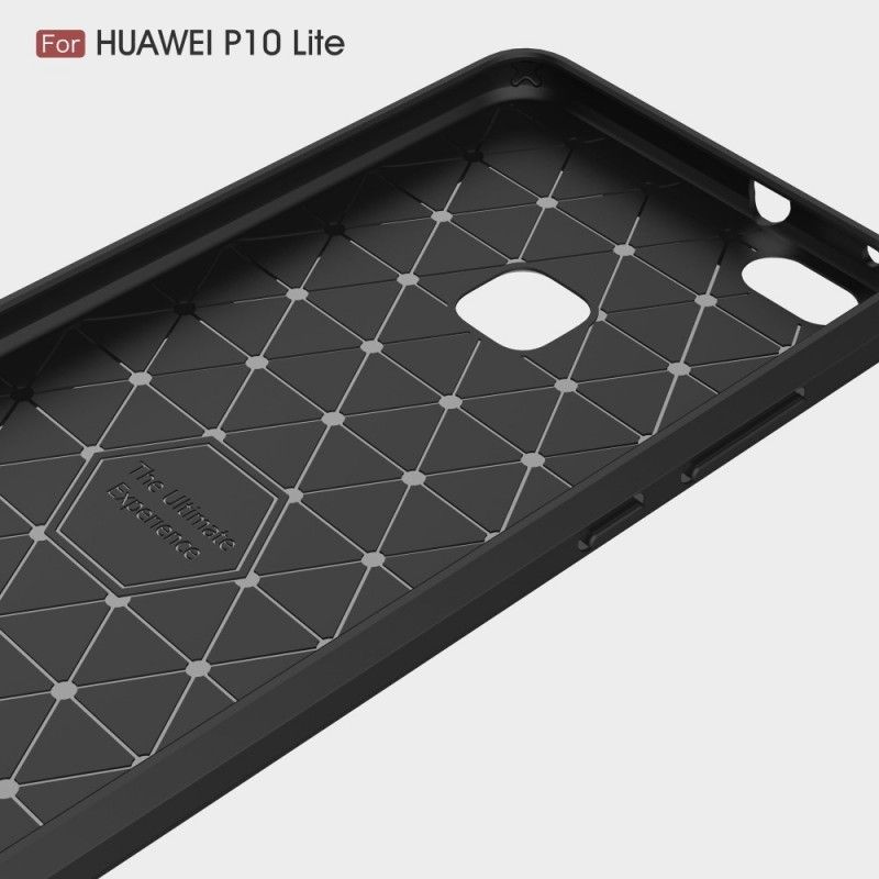 Hoesje Huawei P10 Lite Rood Zwart Geborsteld Koolstofvezel