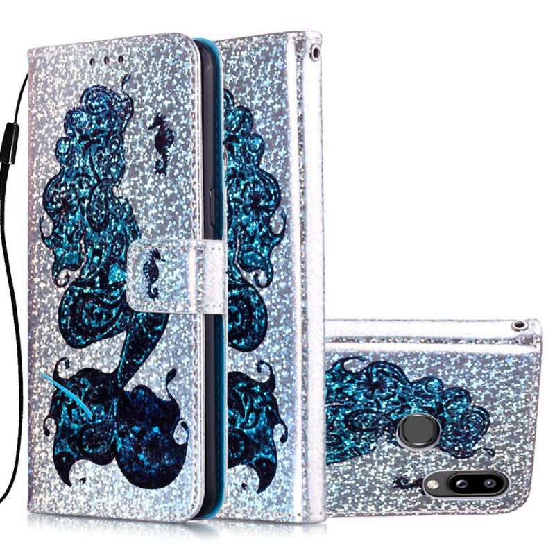 Bescherming Hoesje Samsung Galaxy A10s Telefoonhoesje Zeemeermin Op Glitter Achtergrond