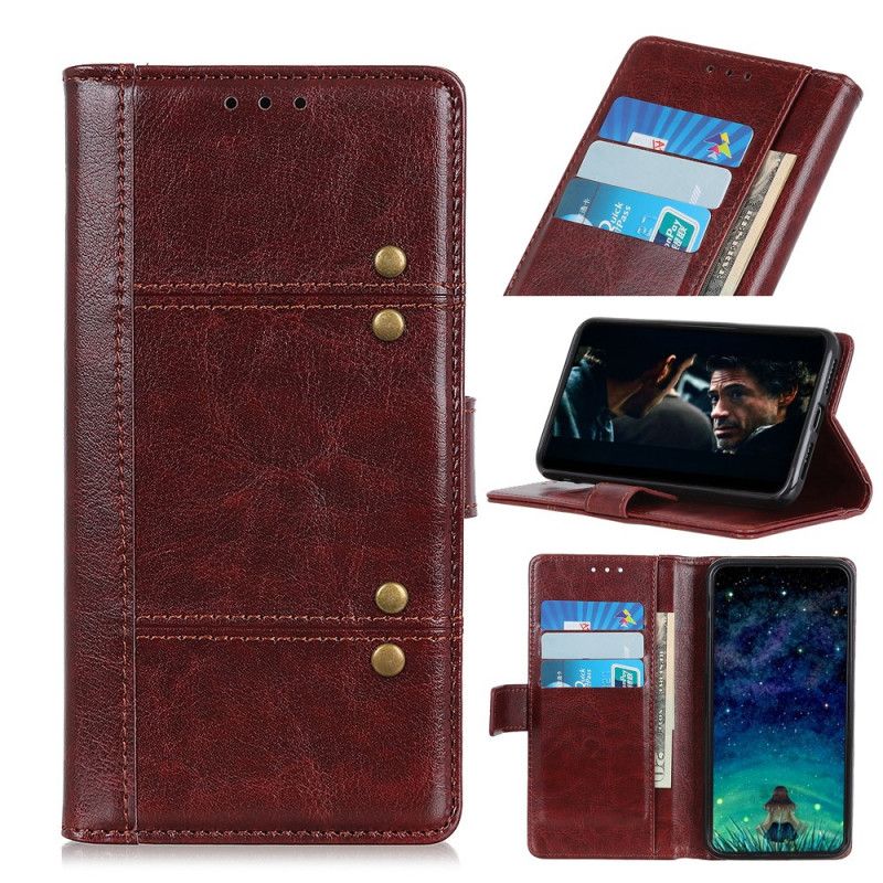 Cover Folio-hoesje Samsung Galaxy A10s Rood Zwart Telefoonhoesje Retro Klinknagelversie