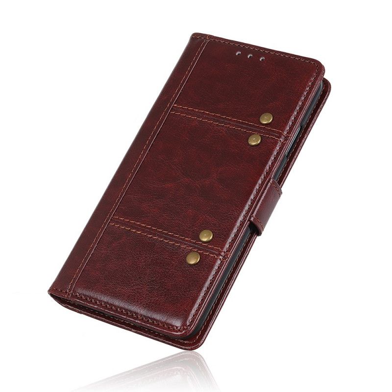 Cover Folio-hoesje Samsung Galaxy A10s Rood Zwart Telefoonhoesje Retro Klinknagelversie