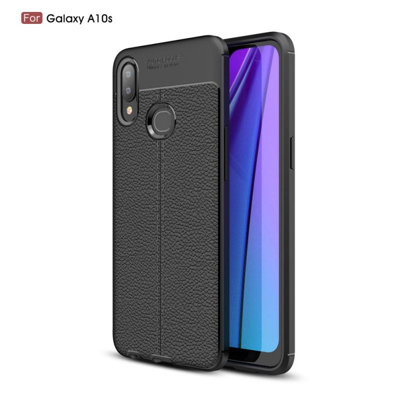 Cover Hoesje Samsung Galaxy A10s Rood Zwart Telefoonhoesje Dubbellijns Lychee Leereffect