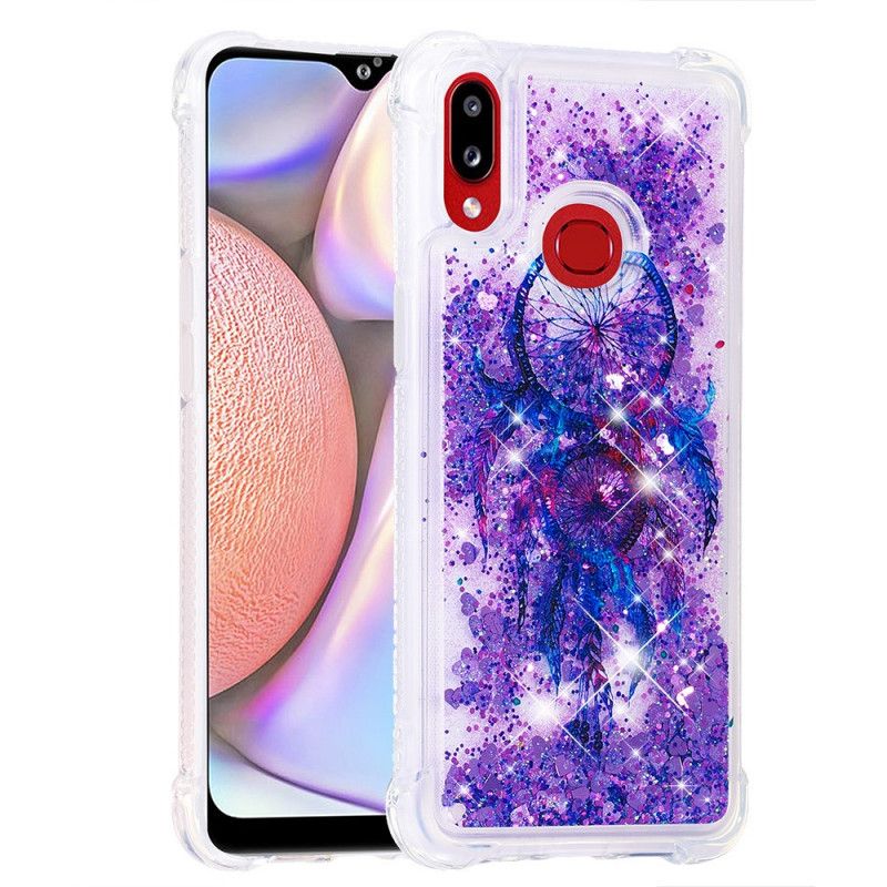 Hoesje Samsung Galaxy A10s Roségoud Paars Glitter Dromenvanger