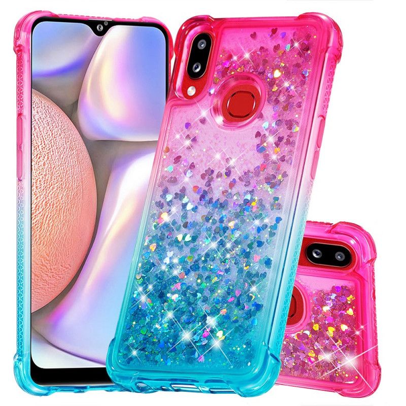 Hoesje voor Samsung Galaxy A10s Donkerblauw Magenta Gekleurde Glitter