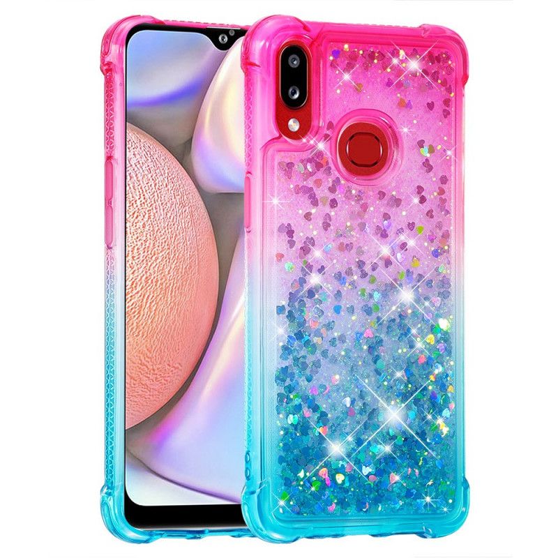 Hoesje voor Samsung Galaxy A10s Donkerblauw Magenta Gekleurde Glitter