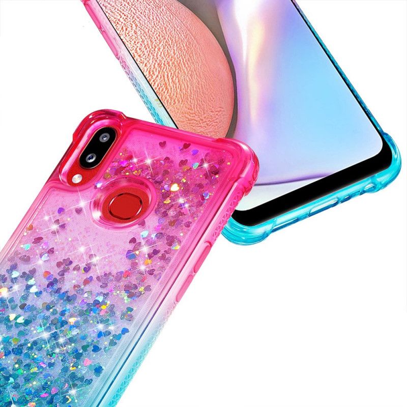 Hoesje voor Samsung Galaxy A10s Donkerblauw Magenta Gekleurde Glitter