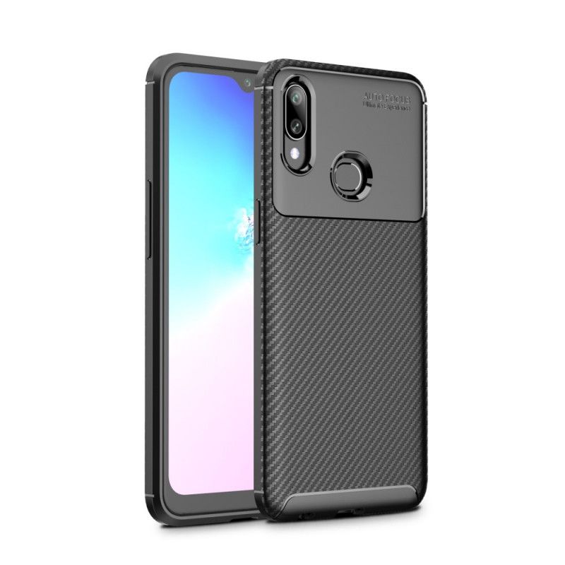 Hoesje voor Samsung Galaxy A10s Donkerblauw Zwart Flexibele Koolstofvezelstructuur