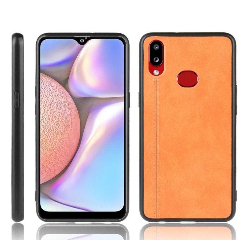 Hoesje voor Samsung Galaxy A10s Rood Zwart Gestikt Leereffect