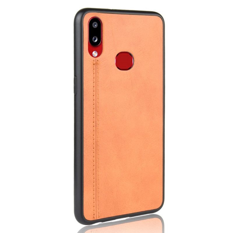 Hoesje voor Samsung Galaxy A10s Rood Zwart Gestikt Leereffect