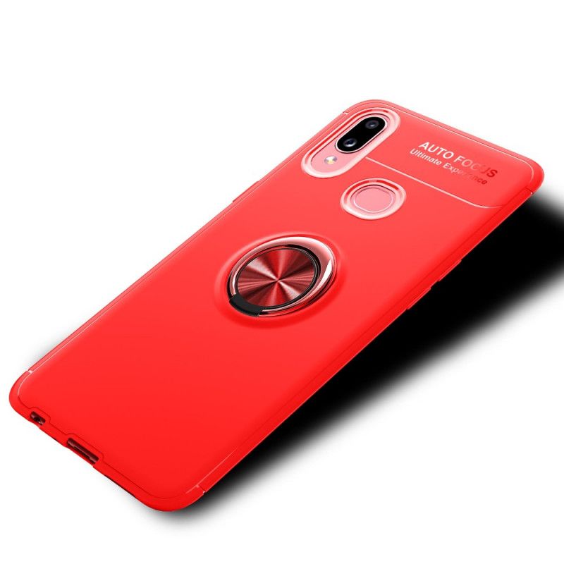 Hoesje voor Samsung Galaxy A10s Rood Zwart Lenuo Roterende Ring