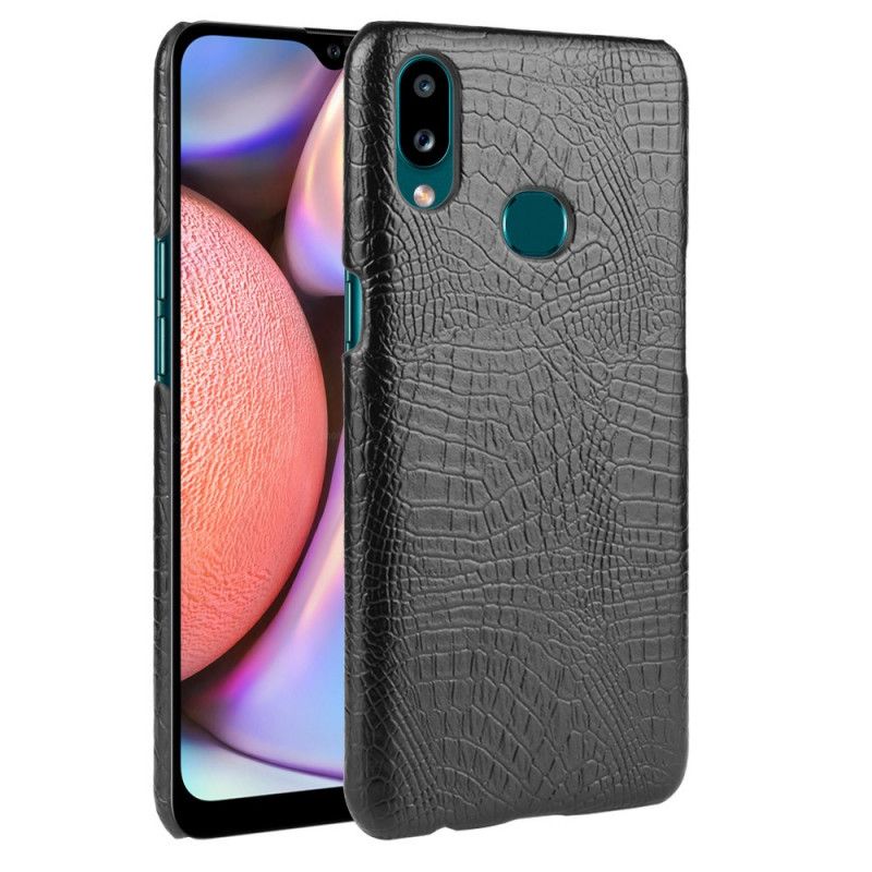 Hoesje voor Samsung Galaxy A10s Wit Zwart Krokodillenhuideffect