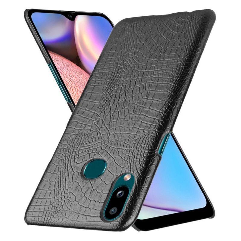 Hoesje voor Samsung Galaxy A10s Wit Zwart Krokodillenhuideffect