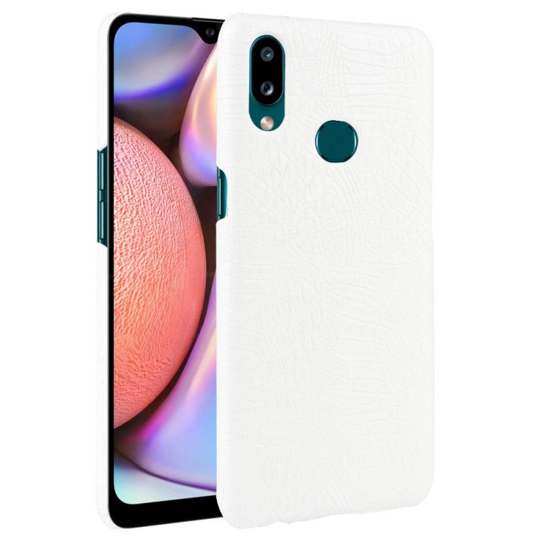 Hoesje voor Samsung Galaxy A10s Wit Zwart Krokodillenhuideffect