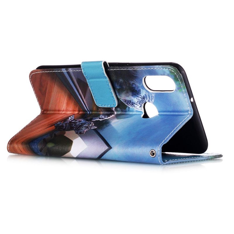 Leren Hoesje Samsung Galaxy A10s Bruin Lichtblauw Telefoonhoesje Ernest En Reflectie