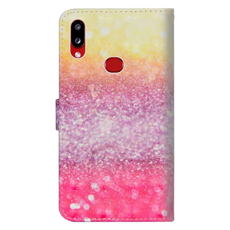 Leren Hoesje Samsung Galaxy A10s Telefoonhoesje Lichtvlek Magenta Glitter