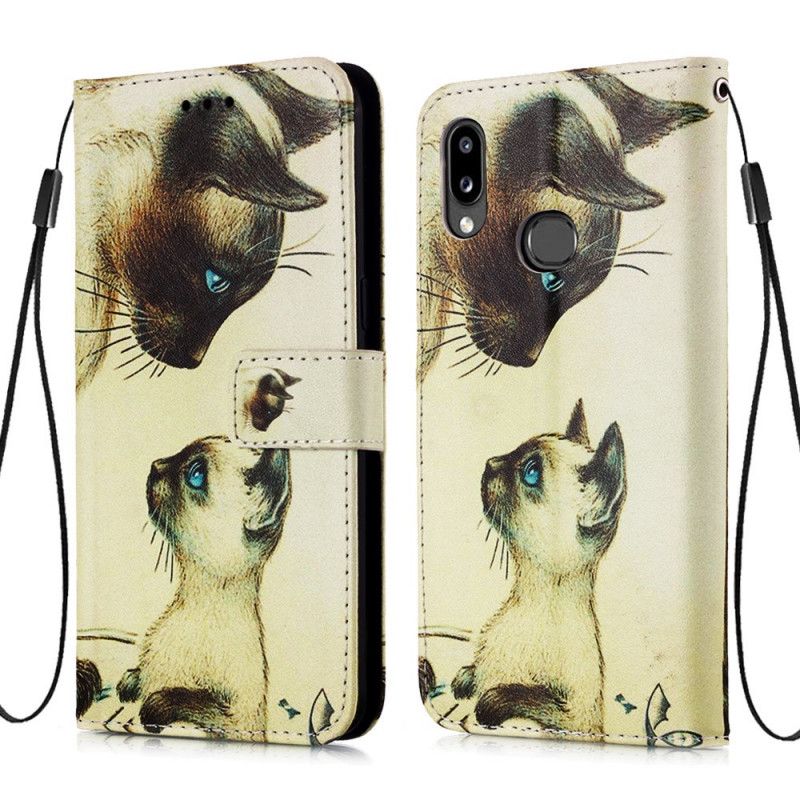 Leren Hoesje voor Samsung Galaxy A10s Kitten En Mama