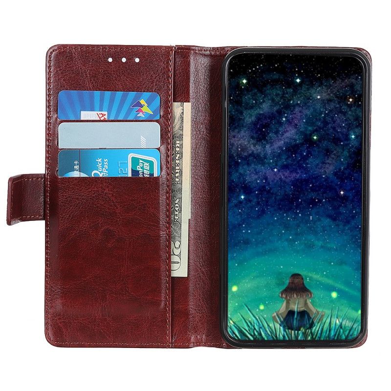 Leren Hoesje voor Samsung Galaxy A10s Rood Zwart Dubbele Klinknagels In Leereffect