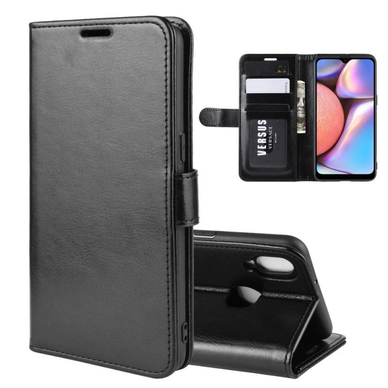 Leren Hoesje voor Samsung Galaxy A10s Wit Zwart Leerstijl