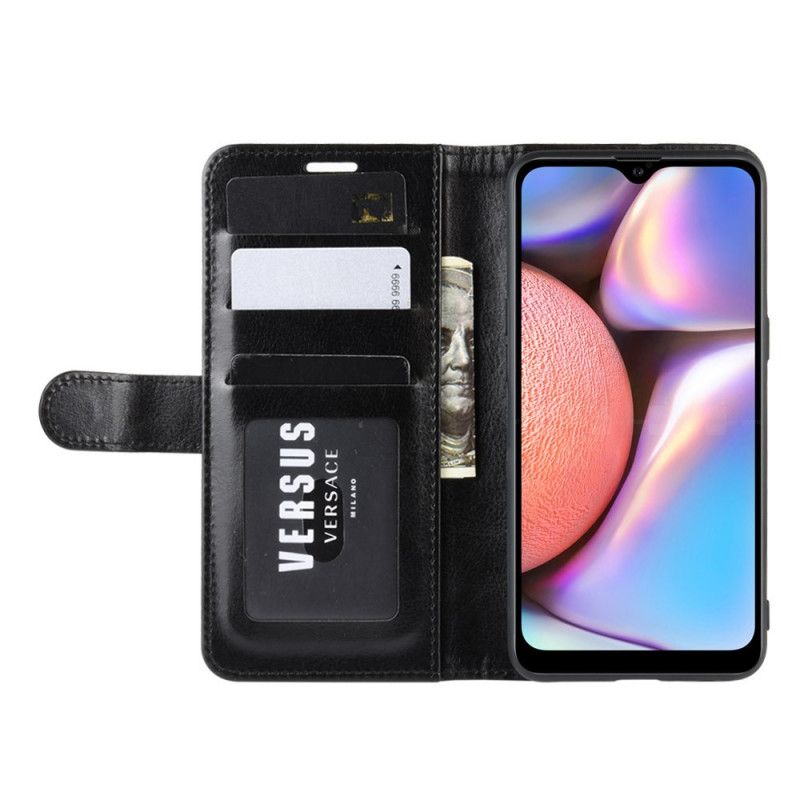 Leren Hoesje voor Samsung Galaxy A10s Wit Zwart Leerstijl