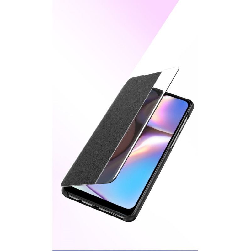 Zichtomslag Samsung Galaxy A10s Donkerblauw Zwart Kunstleer Met Textuur