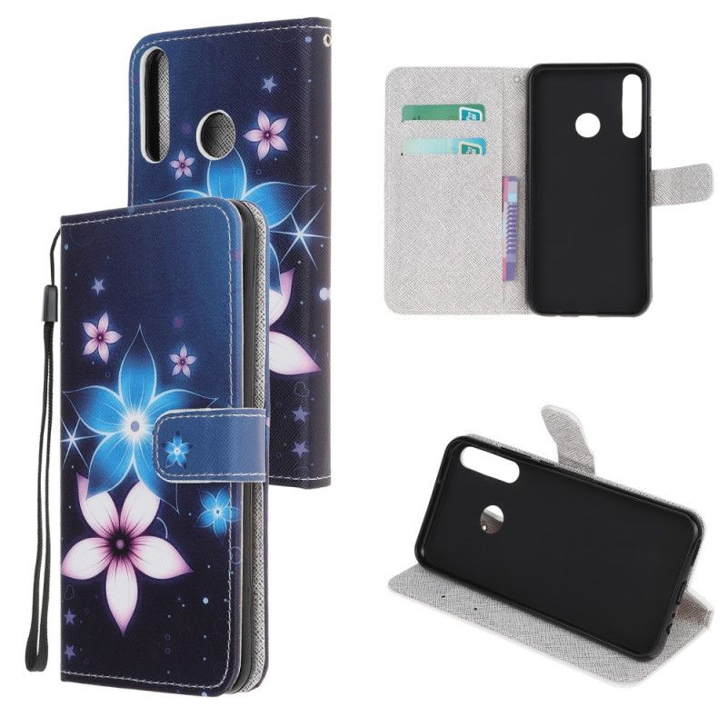 Bescherming Hoesje Huawei P40 Lite E / Y7p Telefoonhoesje Maanbloemen Met String