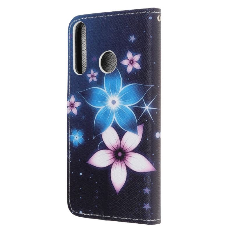 Bescherming Hoesje Huawei P40 Lite E / Y7p Telefoonhoesje Maanbloemen Met String