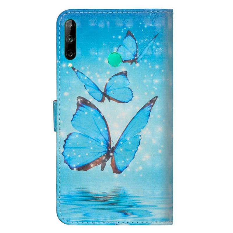 Bescherming Hoesje Huawei P40 Lite E / Y7p Telefoonhoesje Vliegende Blauwe Vlinders