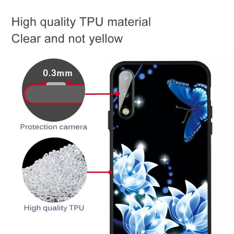 Case Hoesje Huawei P40 Lite E / Y7p Telefoonhoesje Vlinder En Blauwe Bloemen