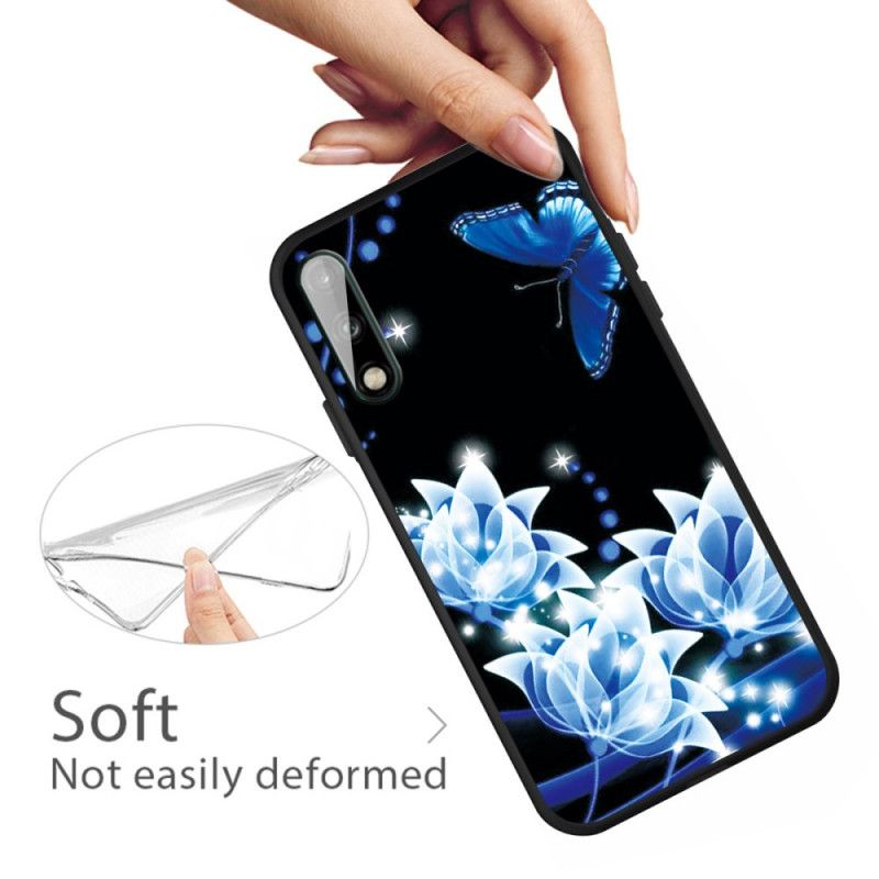 Case Hoesje Huawei P40 Lite E / Y7p Telefoonhoesje Vlinder En Blauwe Bloemen